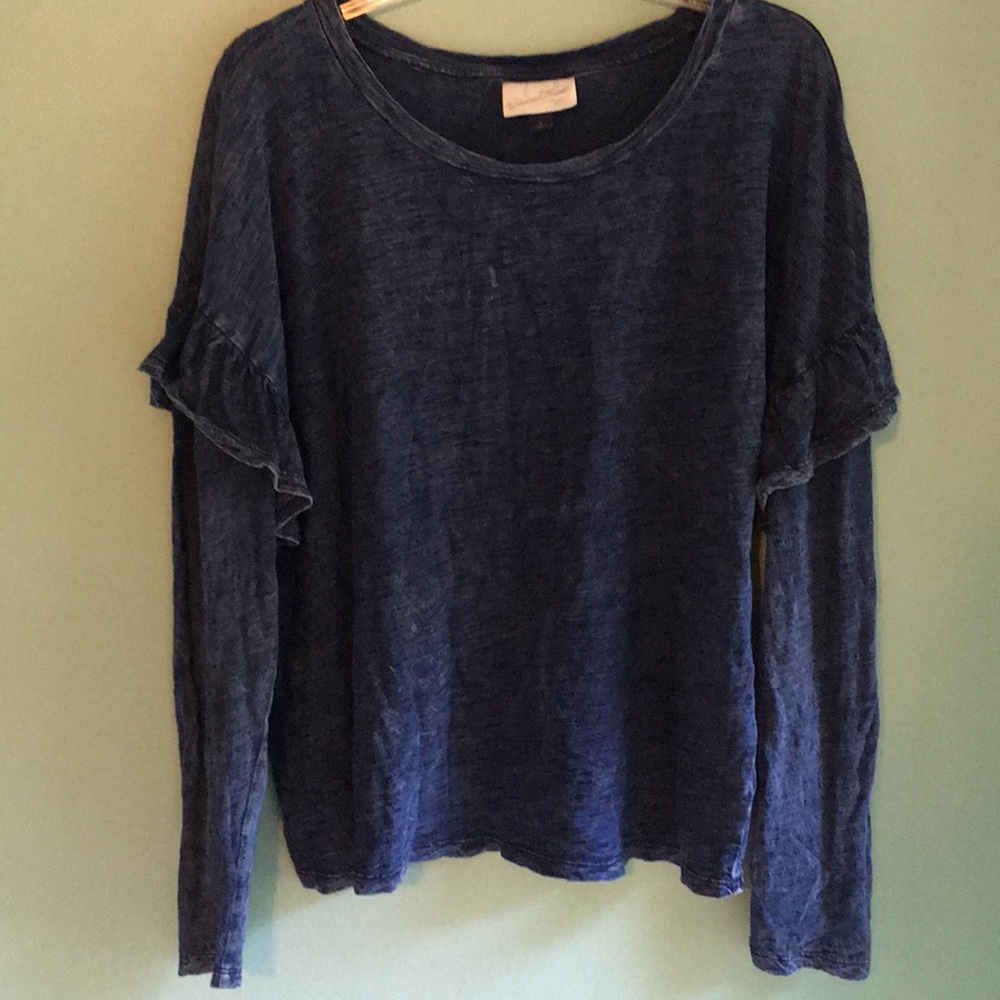Universal Thread Indigo Ruffle Long Sleeve Top